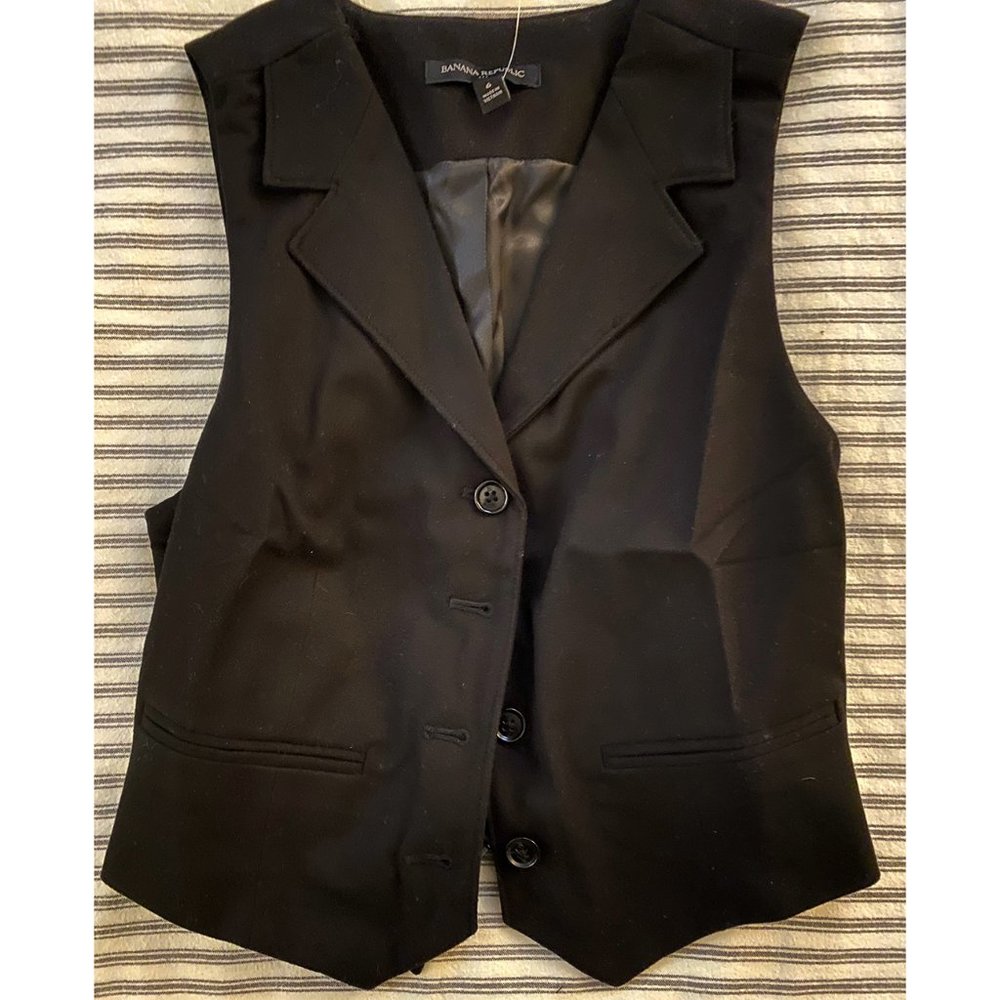 Banana Republic Women's Flannel Suiting Vest, Black, Size 6